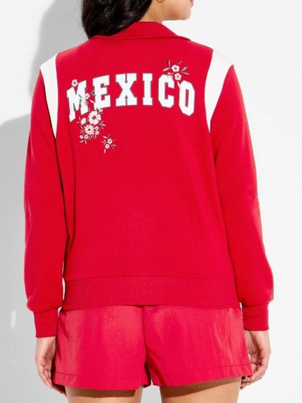 Zoe + Liv Mexico Fleece jacket with White Floral Appliqué